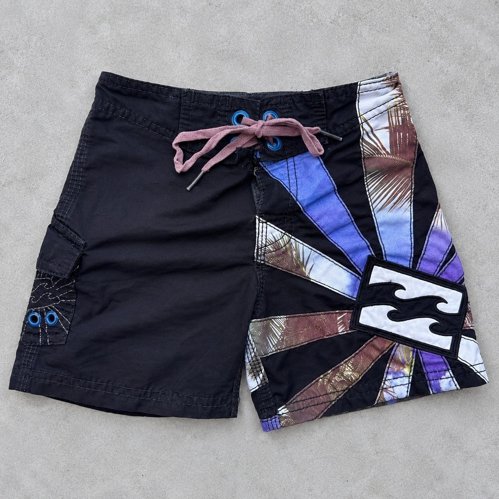 Billabong Kids Black Purple Andy Iron Board Shorts Swim Trunks Size 2T